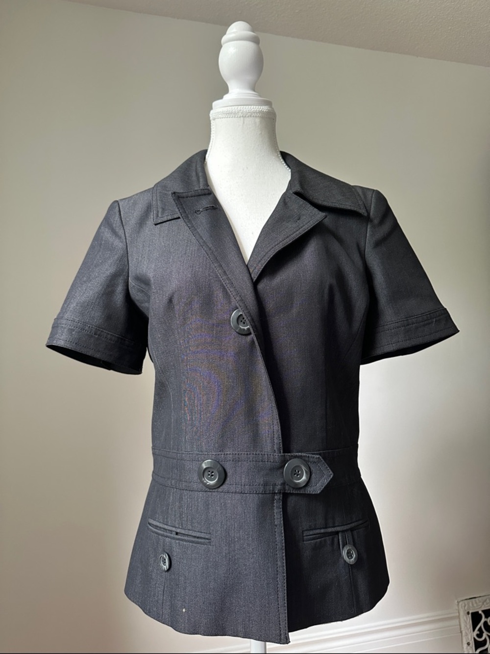 CONRAD C Y2K Grey Preppy Office Siren Skater Career Short‎ Sleeve Blazer Sz 6